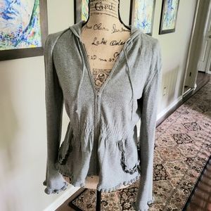 🎆Anthropology Gray zip up hooded Sweater
